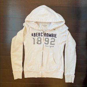 Abercrombie white zip up hoodie size small